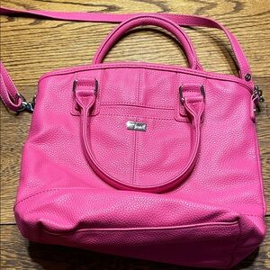 Thirty-One Vibrant Pink Crossbody Bag with handles and crossbody strap